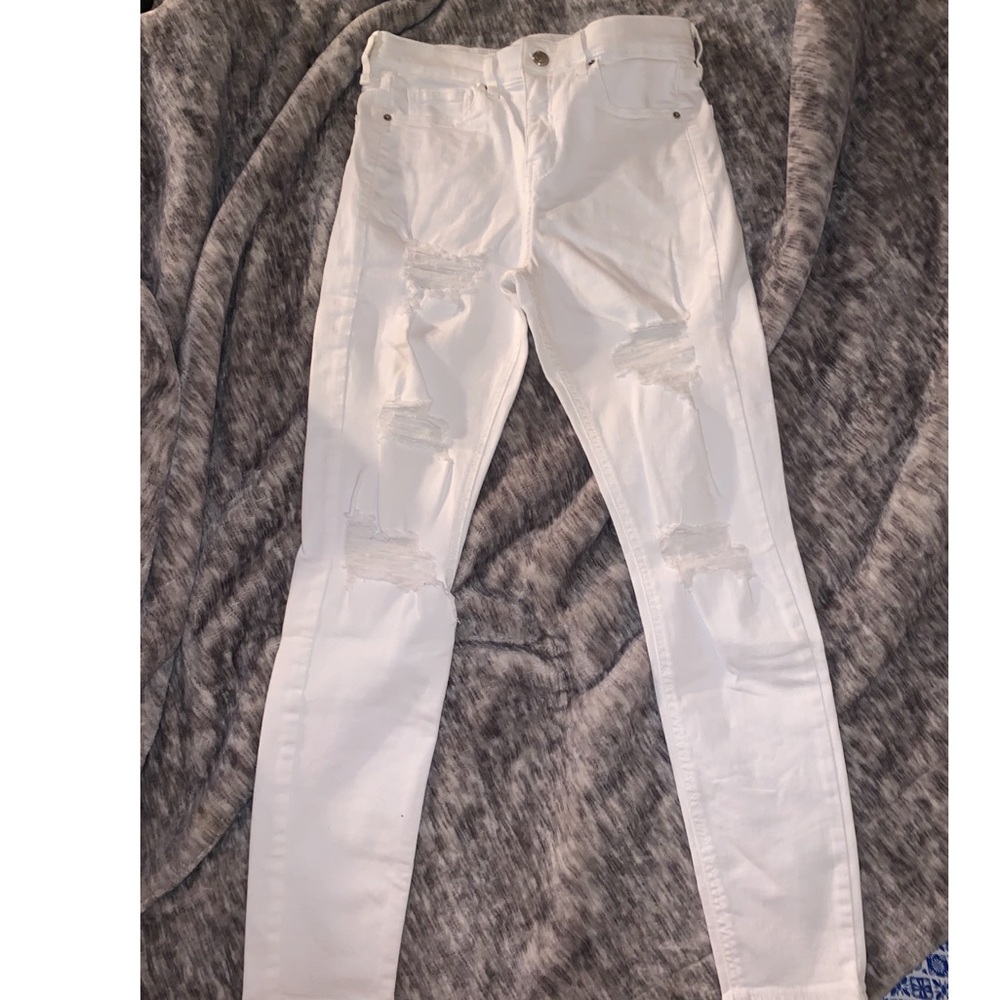 Topshop white super rip Jamie jeans